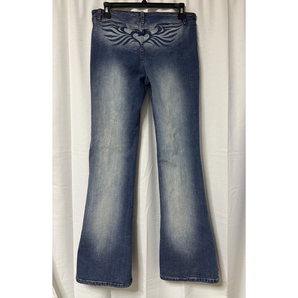 Generation Kiss Dolls Kill Elle Low Rise Jeans L Tattoo Print Heart Wings Y2K